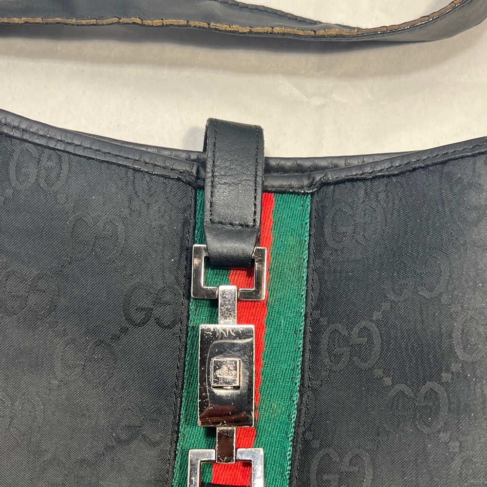 Gucci Black Jackie Messenger Bag with Green and Red Stripe - Picture 8 of 11